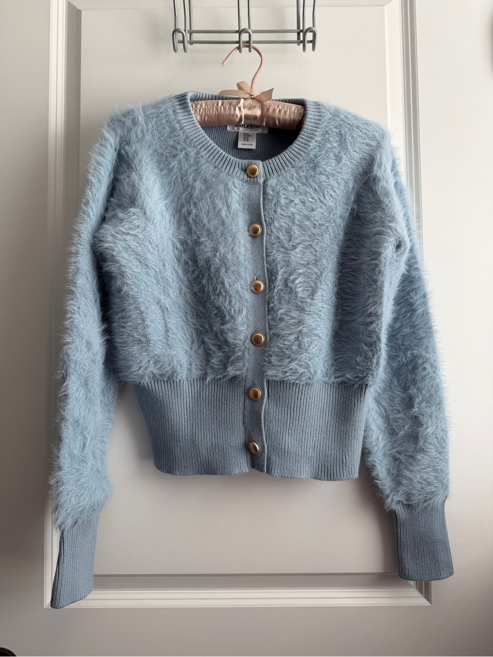 Bailey 44 Light Blue Fuzzy Button-Front Cardigan